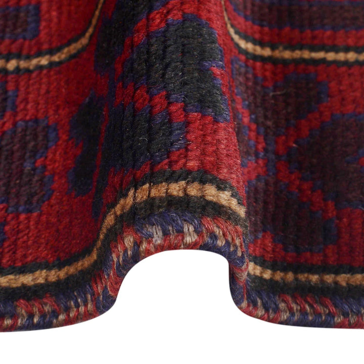 Red Afghan Baluchi Rug 2' 9" x 4' 8" Hand-Knotted | No. AL92684