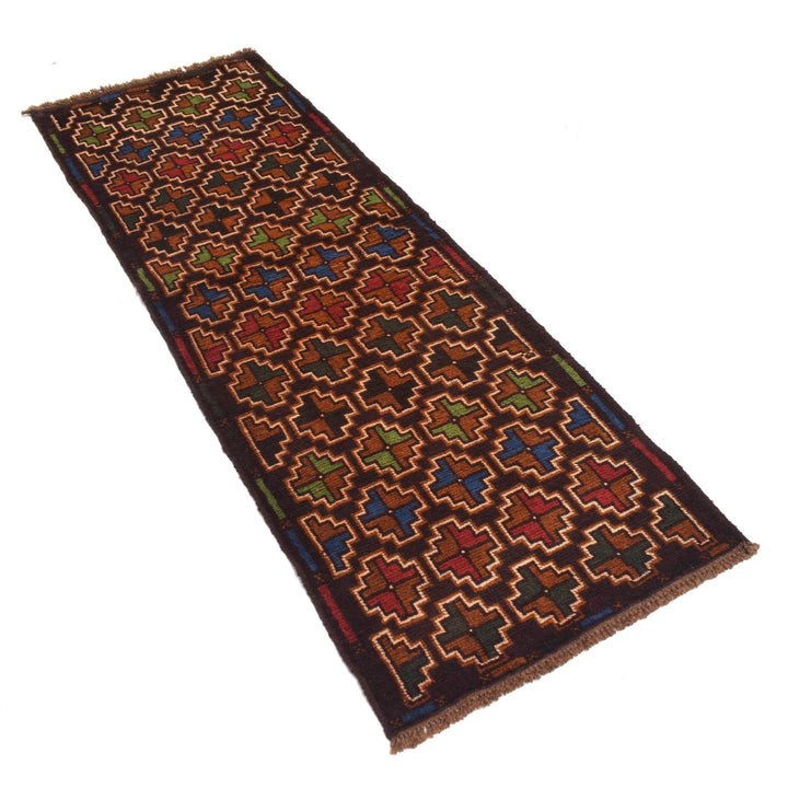 Afghan Baluchi Rug 2' 1" x 6' 7" Hand-Knotted | No. AL92685