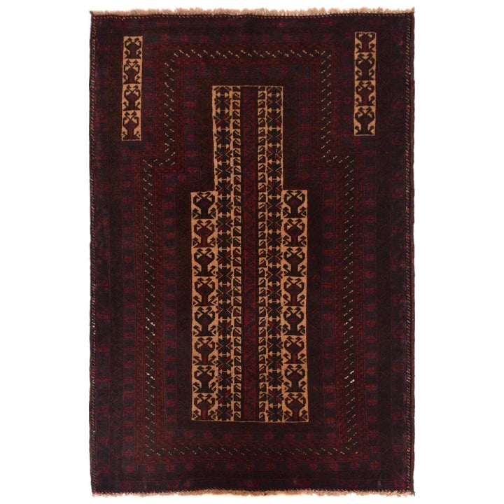 Afghan Prayer Rug 3' 0" x 4' 8" Hand-Knotted | No. AL92753