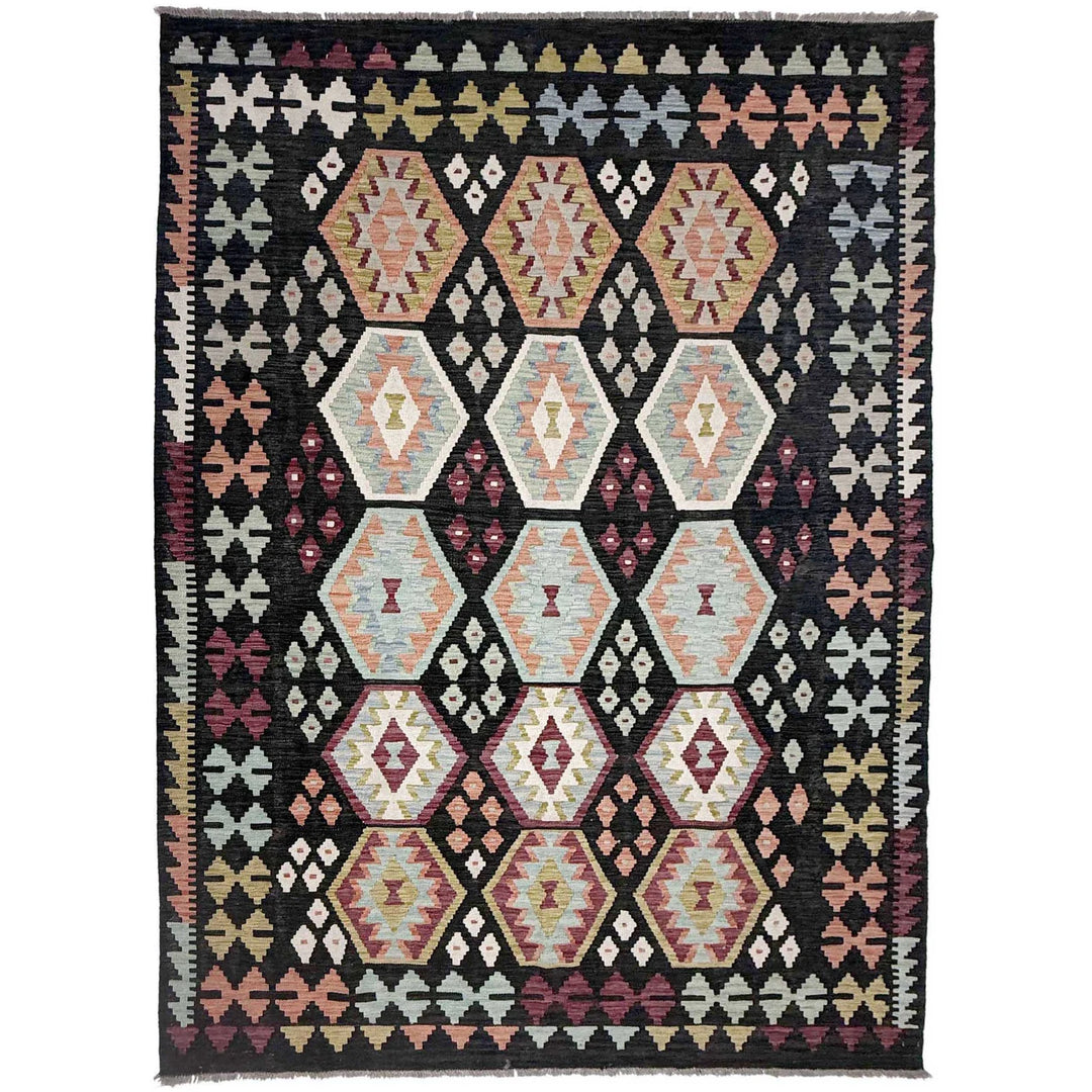 Afghan Kilim Rug 6' 7" x 9' 10" Flat-Weave | No. AL92777