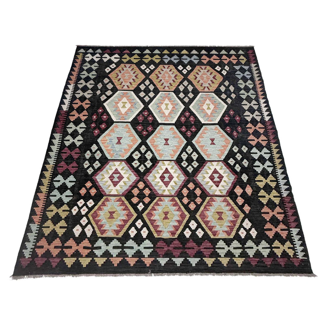 Afghan Kilim Rug 6' 7" x 9' 10" Flat-Weave | No. AL92777