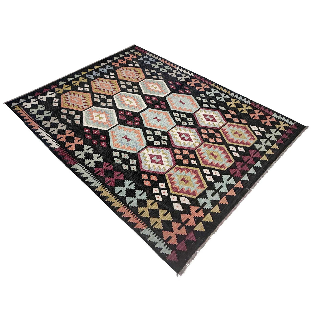 Afghan Kilim Rug 6' 7" x 9' 10" Flat-Weave | No. AL92777