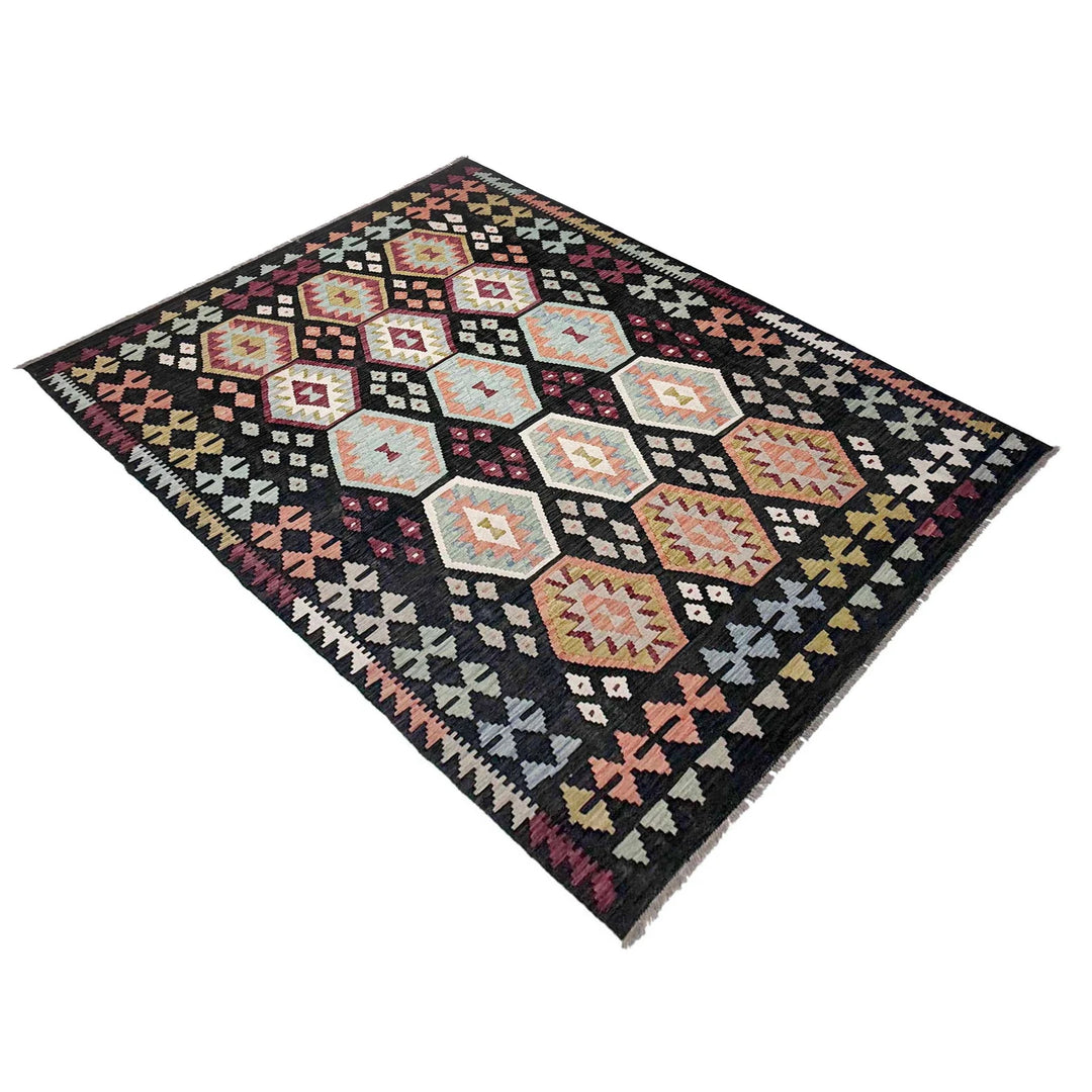 Afghan Kilim Rug 6' 7" x 9' 10" Flat-Weave | No. AL92777