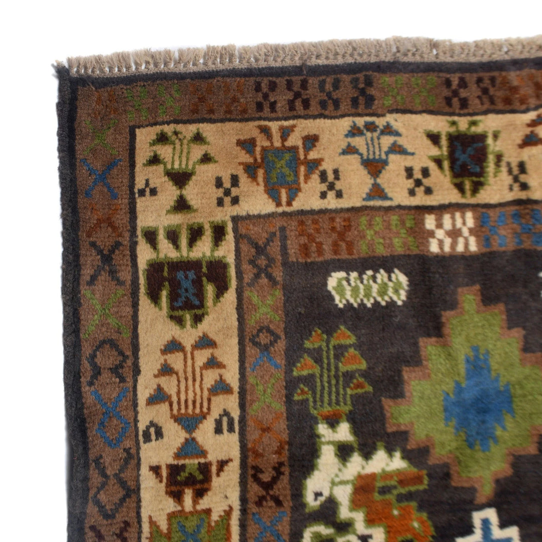 Black Afghan Oriental Rug 5'6" x 7'5" Hand-Knotted | No. AL92827