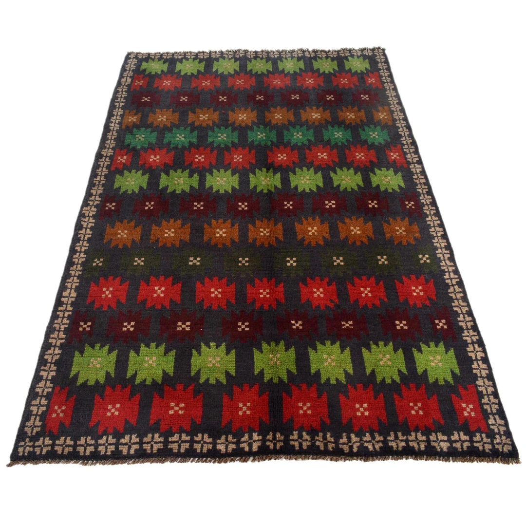 Afghan Baluchi Rug 4' 1" x 6' 5" Hand-Knotted | No. AL92834