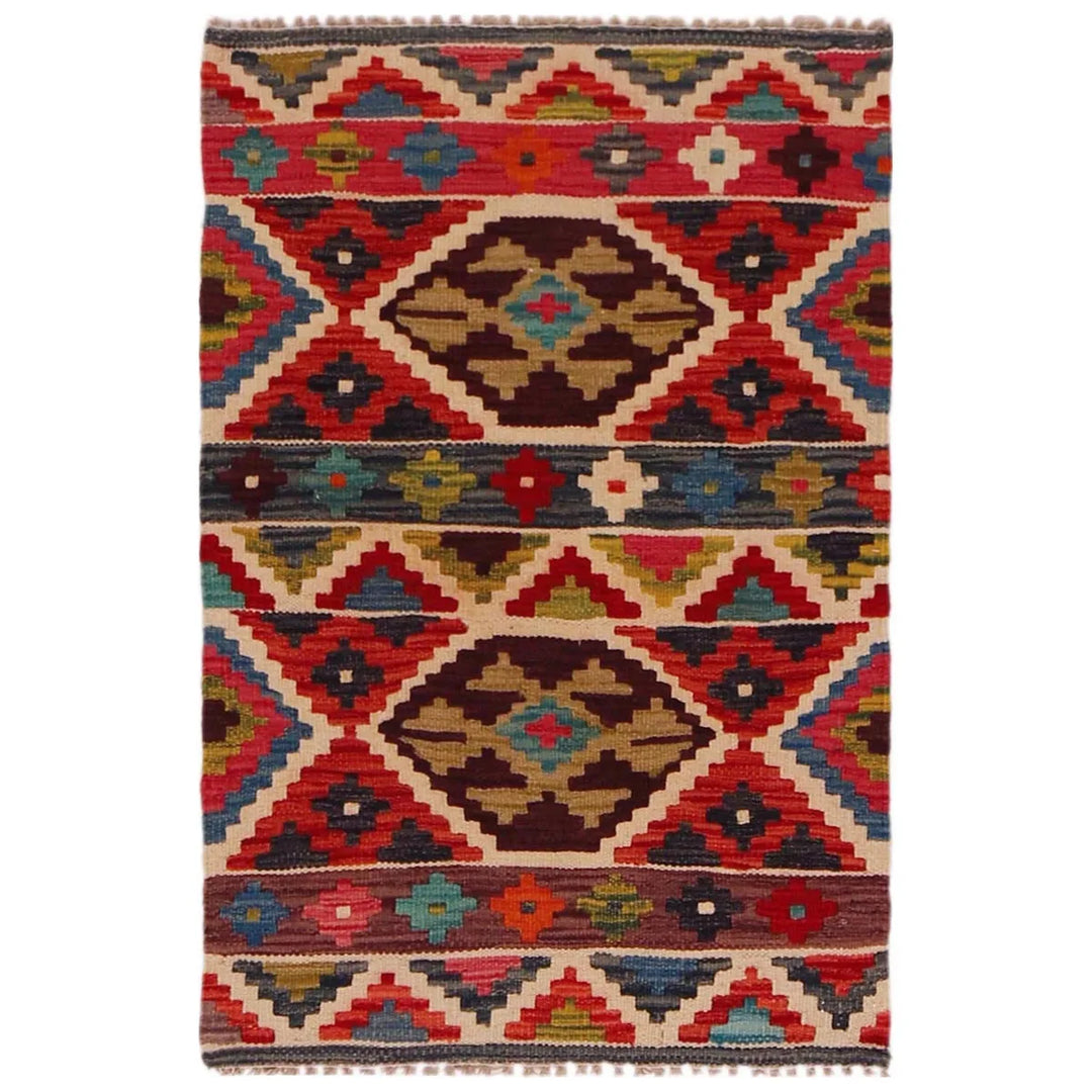 Afghan Kilim Rug 2' 2" x 3' 1" Flat-Weave | No. AL92877