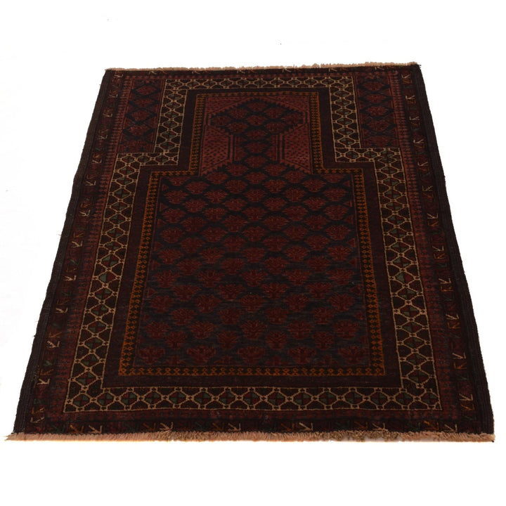 Red Afghan Prayer Rug 2' 8" x 3' 11" Hand-Knotted | No. AL92909