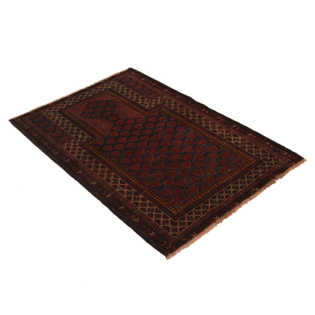 Red Afghan Prayer Rug 2' 8" x 3' 11" Hand-Knotted | No. AL92909
