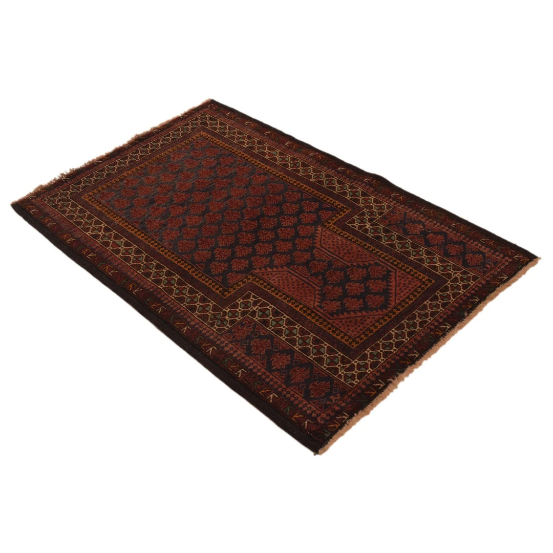 Red Afghan Prayer Rug 2' 8" x 3' 11" Hand-Knotted | No. AL92909