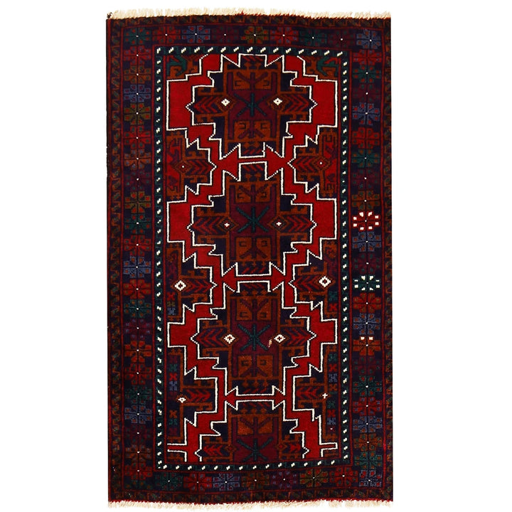 Afghan Baluchi Rug 2' 9" x 4' 5" Hand-Knotted | No. AL92927