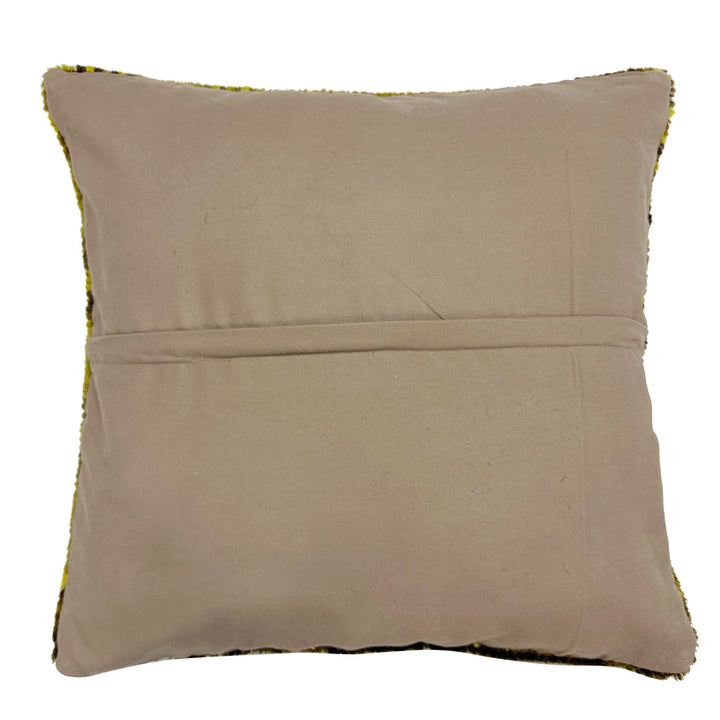 Yellow Afghan Overdyed Carpet Cushion 1' 5" x 1' 6" Hand-Knotted | No. AL929354