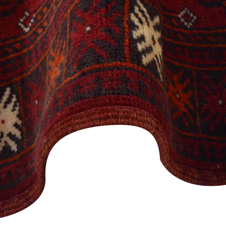 Red Afghan Bokhara Rug 2' 5" x 5' 10" Hand-Knotted | No. AL93032