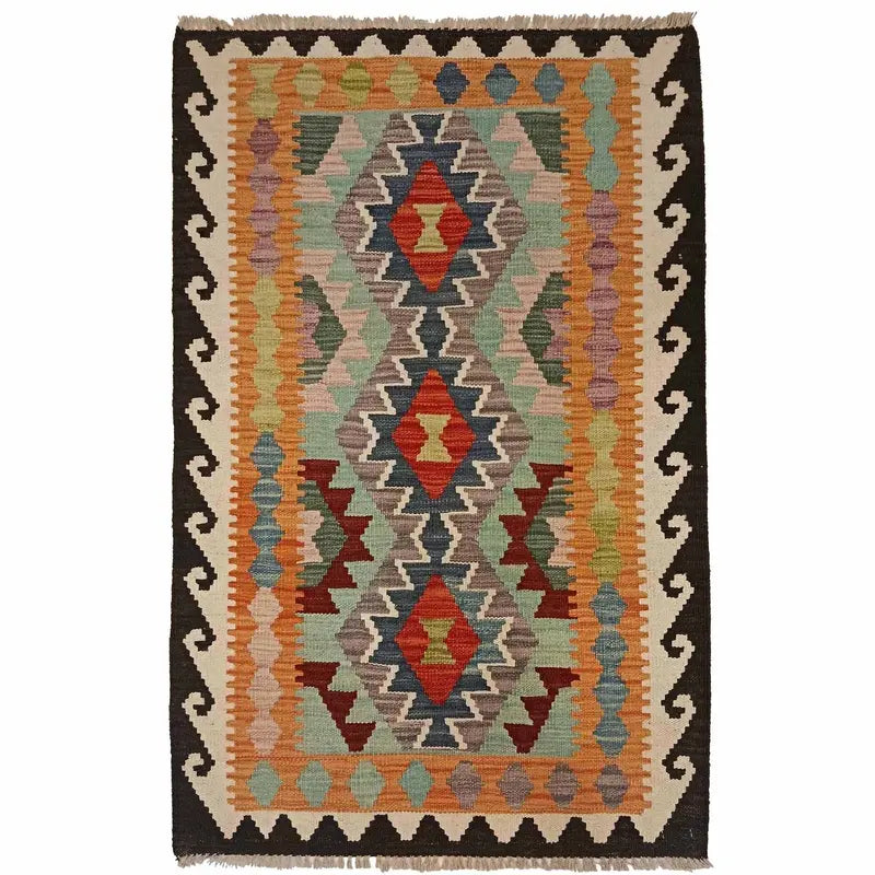 Afghan Chobi Kilim Rug 2' 7" x 4' 4" Flat-Weave | No. AL93065