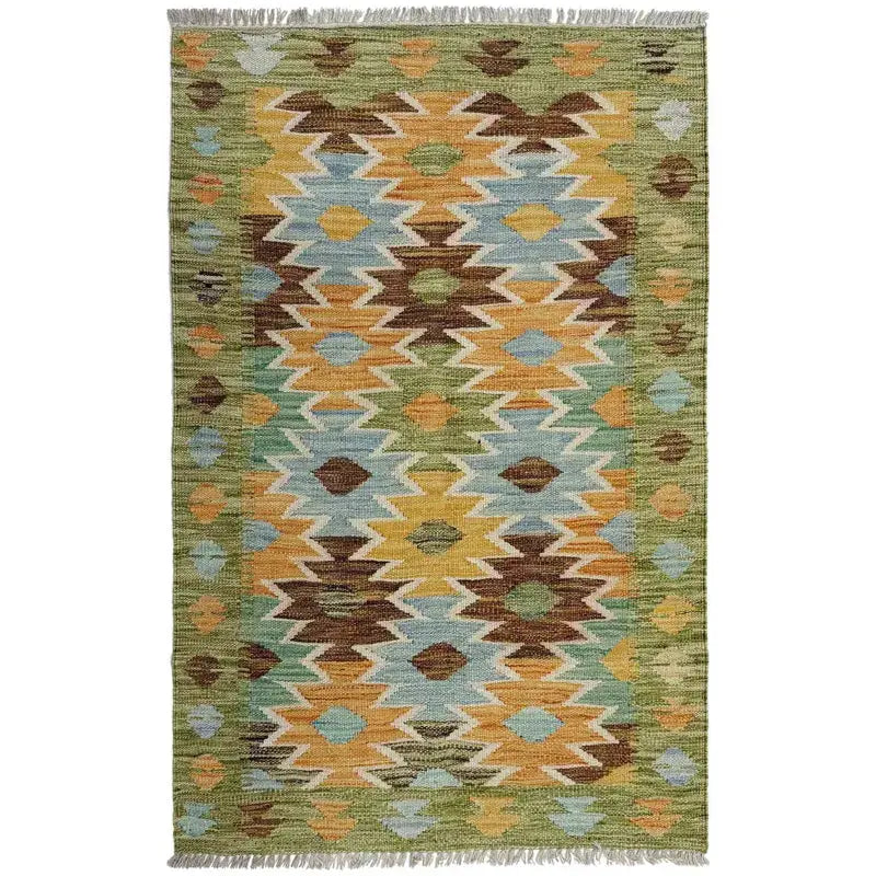 Afghan Vegetable Kilim Rug 2' 8" x 4' 3" Flat-Weave | No. AL931025