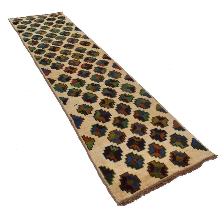 Beige Afghan Baluchi Rug 2'7" x 9'11" Hand-Knotted | No. AL93120
