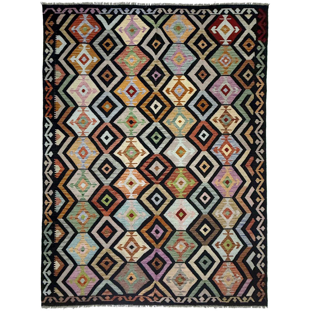 Afghan Vegetable Kilim Rug 6' 7" x 9' 9" Flat-Weave | No. AL931330