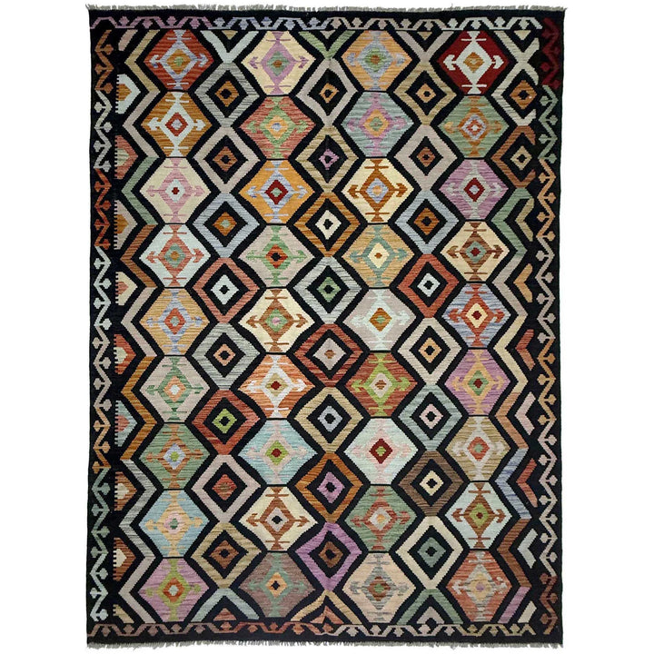 Afghan Vegetable Kilim Rug 6' 7" x 9' 9" Flat-Weave | No. AL931330