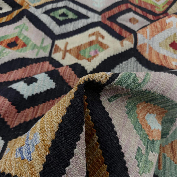 Afghan Vegetable Kilim Rug 6' 7" x 9' 9" Flat-Weave | No. AL931330