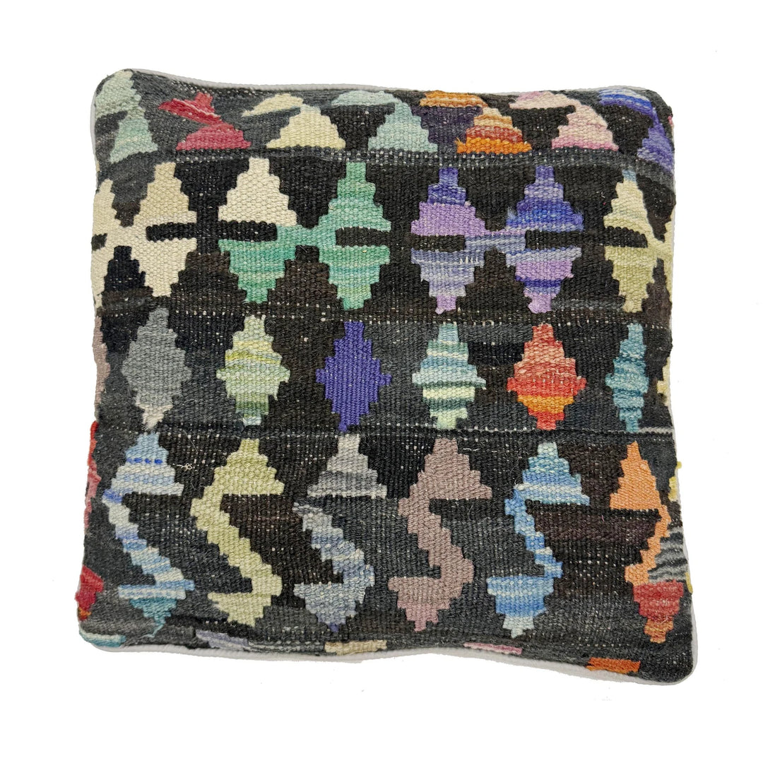 Afghan Kilim Cushion Cover 1' 5" x 1' 5" Hand-Knotted | No. AL931843