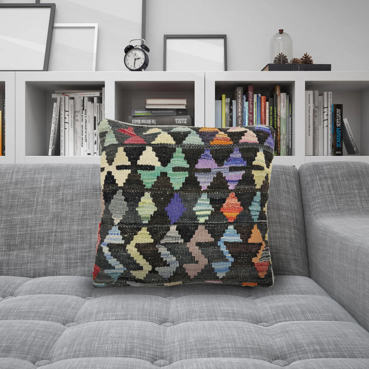 Afghan Kilim Cushion Cover 1' 5" x 1' 5" Hand-Knotted | No. AL931843