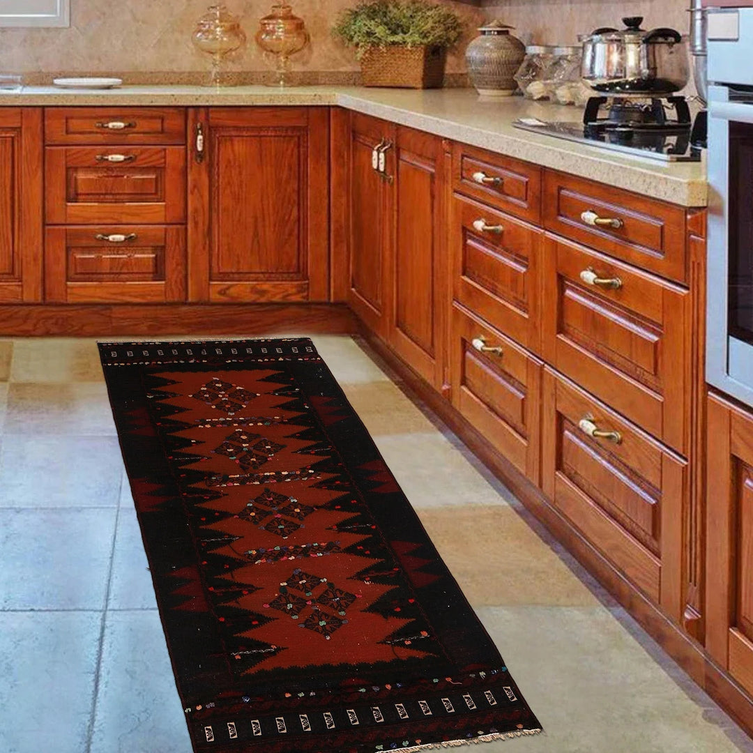 Afghan Table Sheet Runner 2' 7" x 4' 11" Flat-Weave | No. AL93242