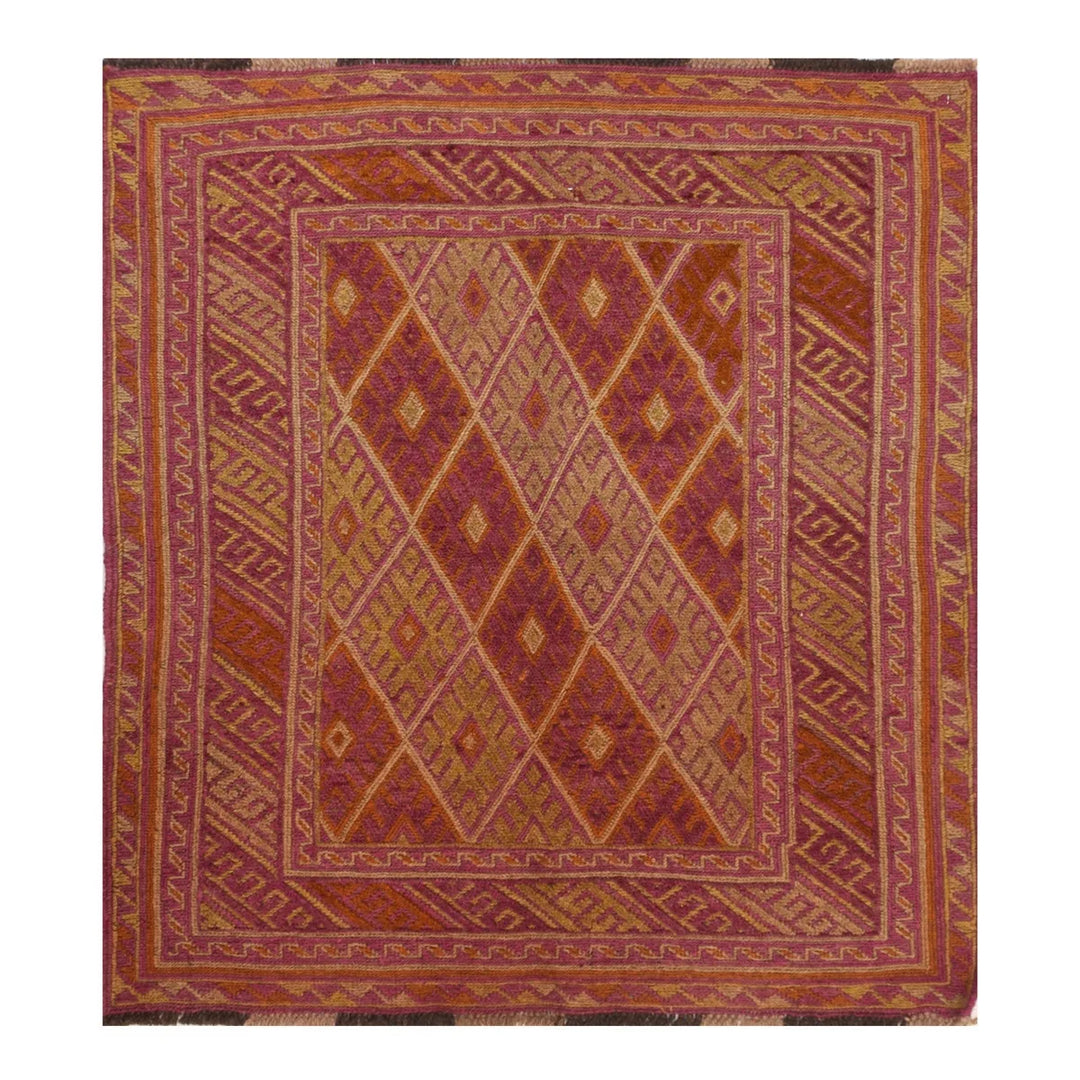 Afghan Mashwani Rug 3' 8" x 3' 11" Hand-Knotted | No. AL93243