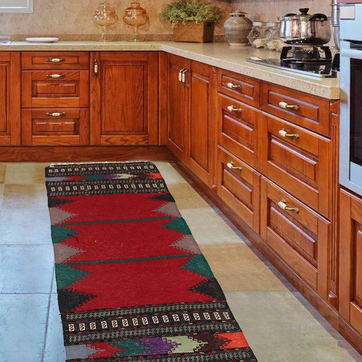 Afghan Table Sheet Runner 2' 2" x 4' 8" Flat-Weave | No. AL93245