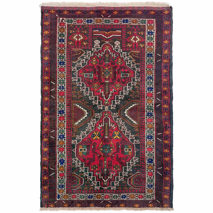 Afghan Baluchi Rug 2' 8" x 4' 8" Hand-Knotted | No. AL93262