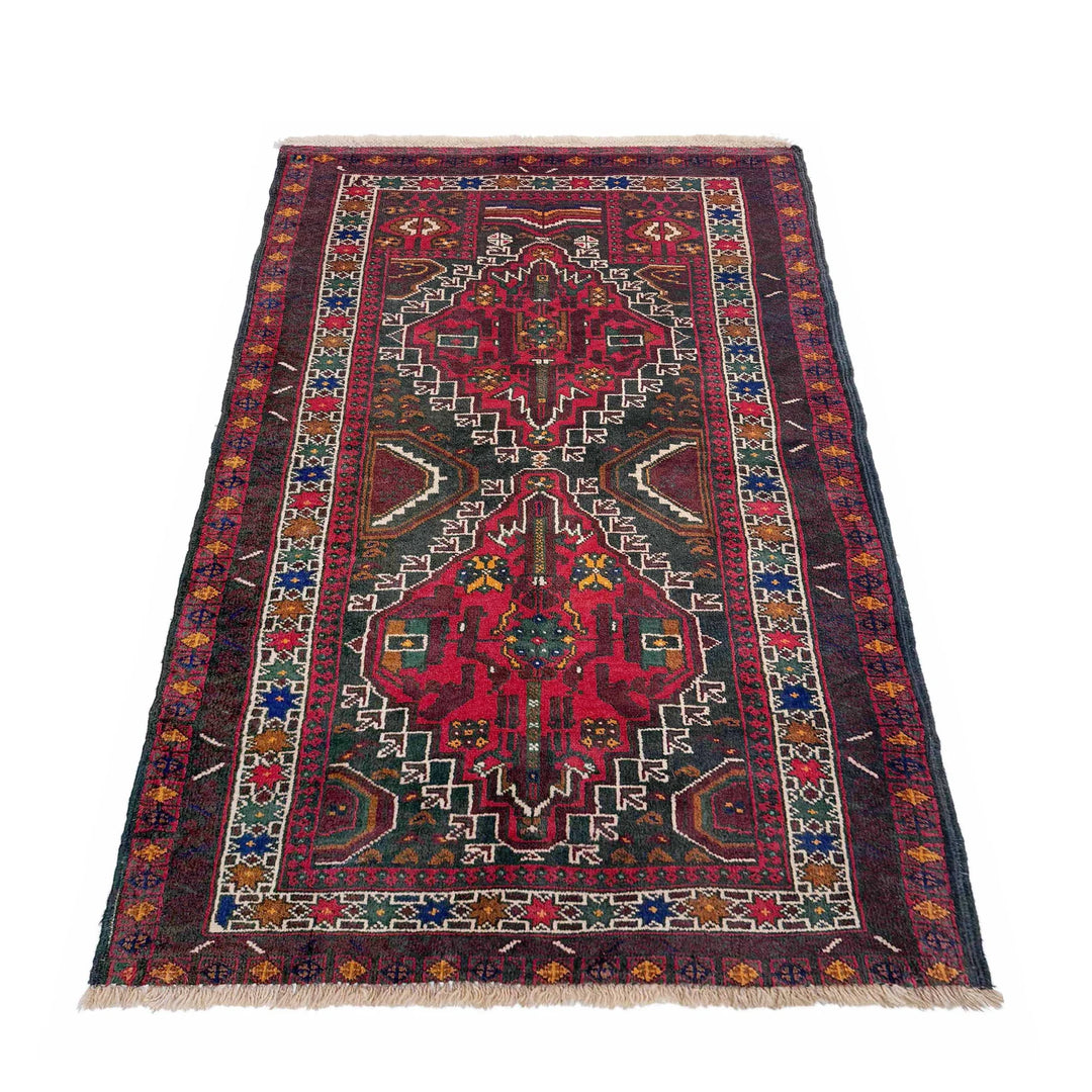 Afghan Baluchi Rug 2' 8" x 4' 8" Hand-Knotted | No. AL93262