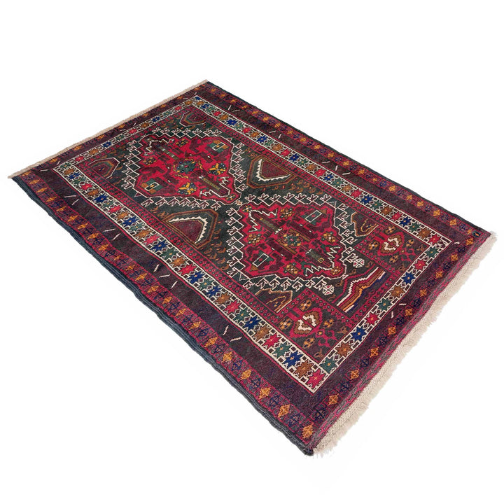 Afghan Baluchi Rug 2' 8" x 4' 8" Hand-Knotted | No. AL93262