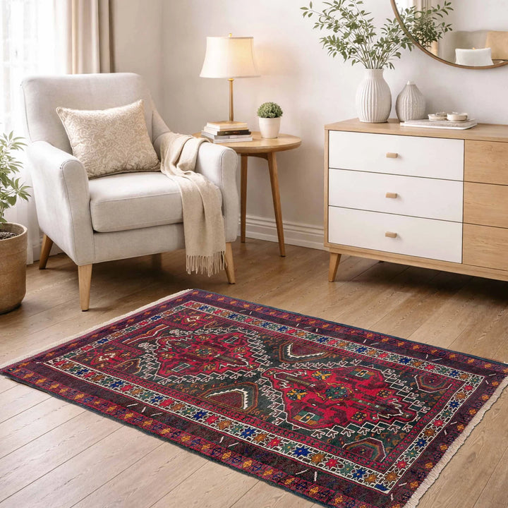 Afghan Baluchi Rug 2' 8" x 4' 8" Hand-Knotted | No. AL93262