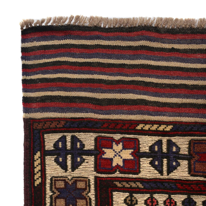 Beige Afghan Barjasta Rug 3'8" x 6'2" Hand-Knotted | No. AL93267