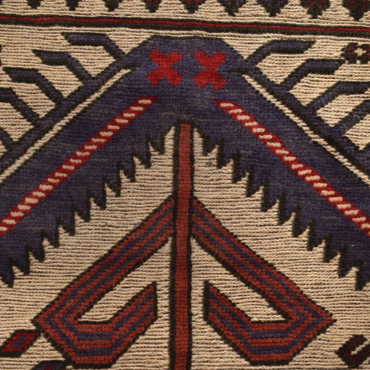 Beige Afghan Barjasta Rug 3'8" x 6'2" Hand-Knotted | No. AL93267
