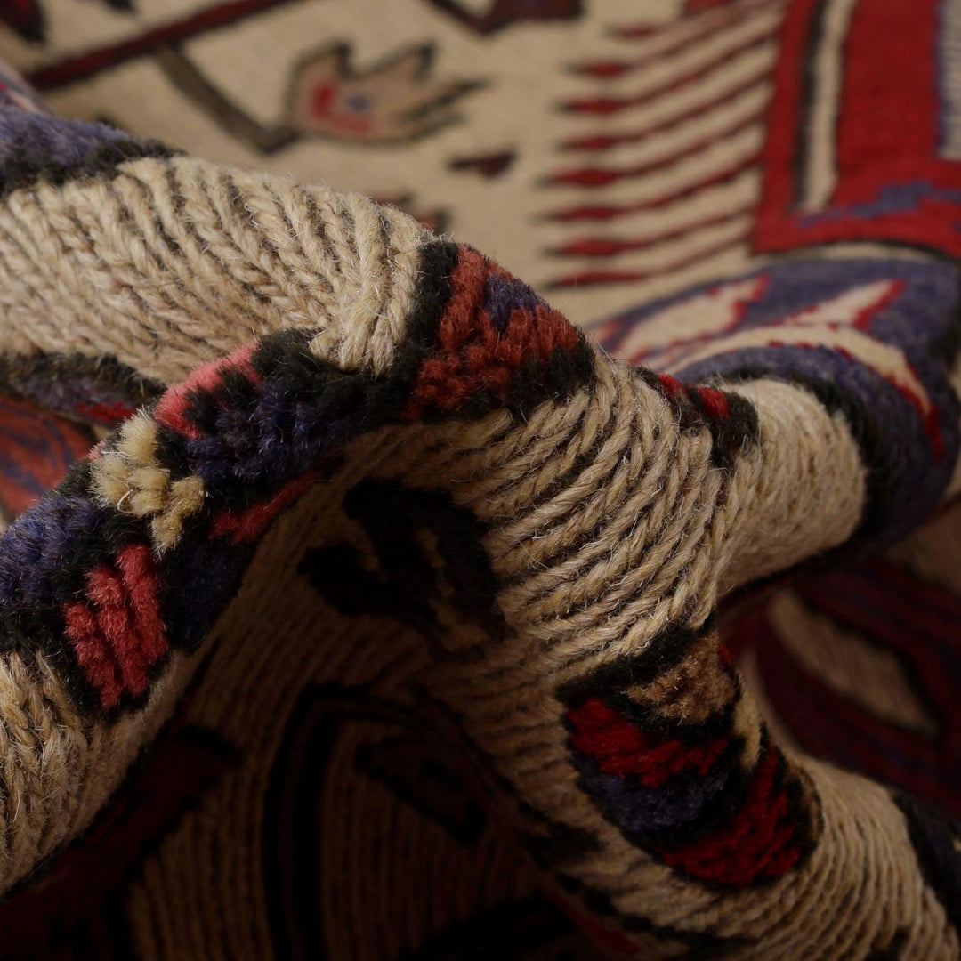 Beige Afghan Barjasta Rug 3'8" x 6'2" Hand-Knotted | No. AL93267