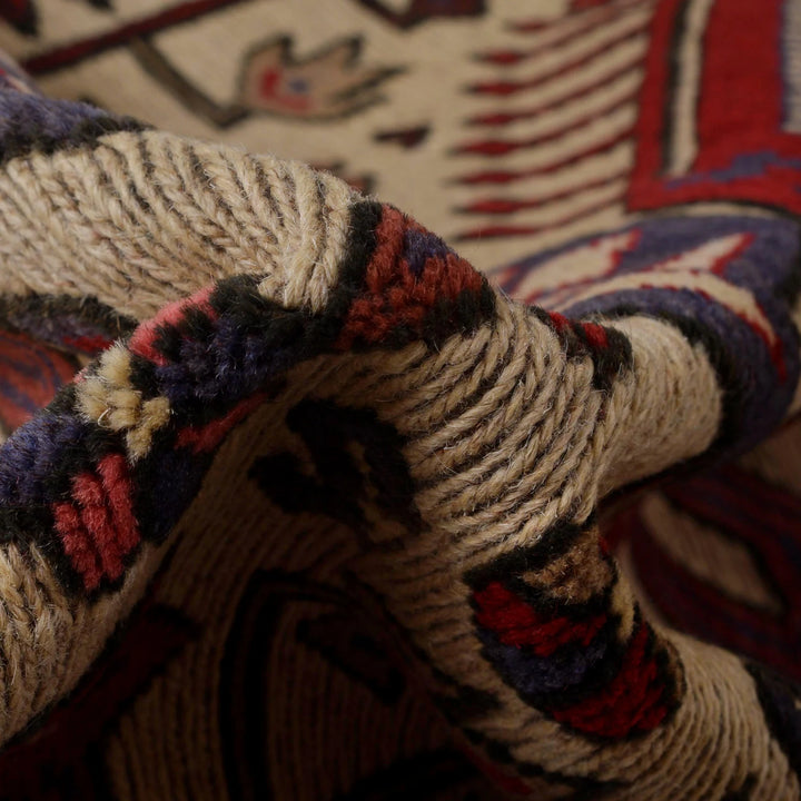 Beige Afghan Barjasta Rug 3'8" x 6'2" Hand-Knotted | No. AL93267