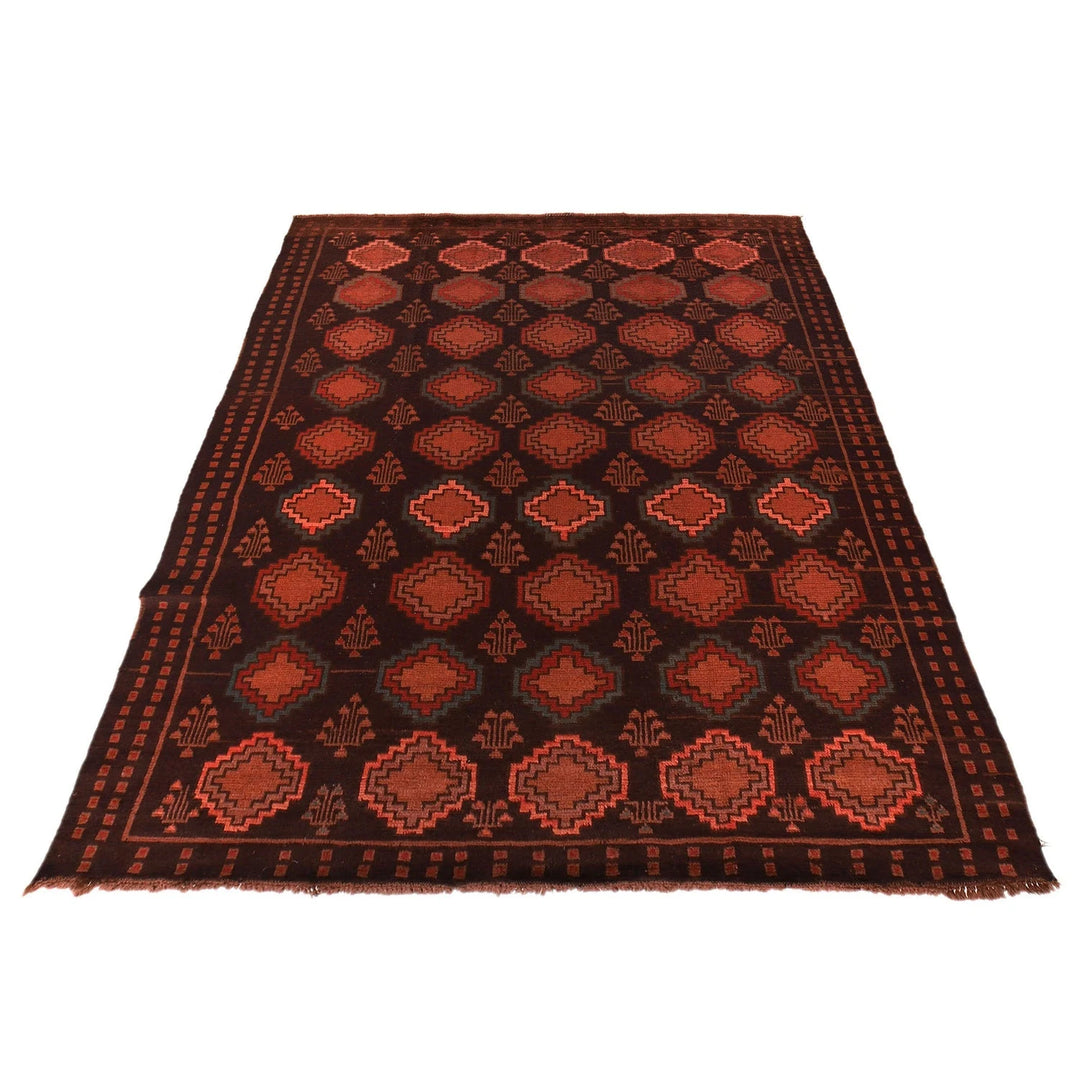 Afghan Kohistani Geometric Rug 5' 12" x 8' 1" Hand-Knotted | No. AL93278