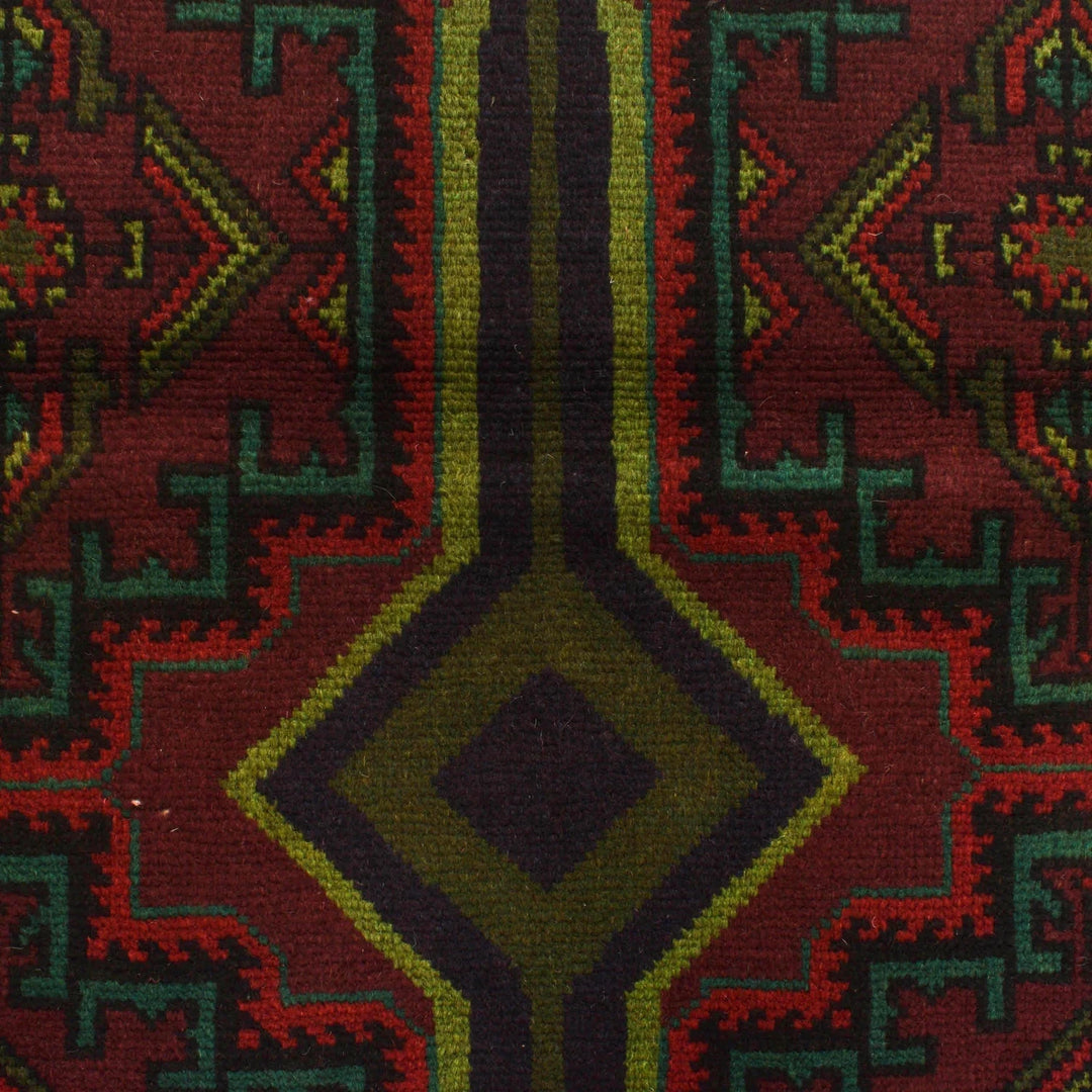 Red Afghan Baluchi Rug 4' 4" x 6' 6" Hand-Knotted | No. AL93295
