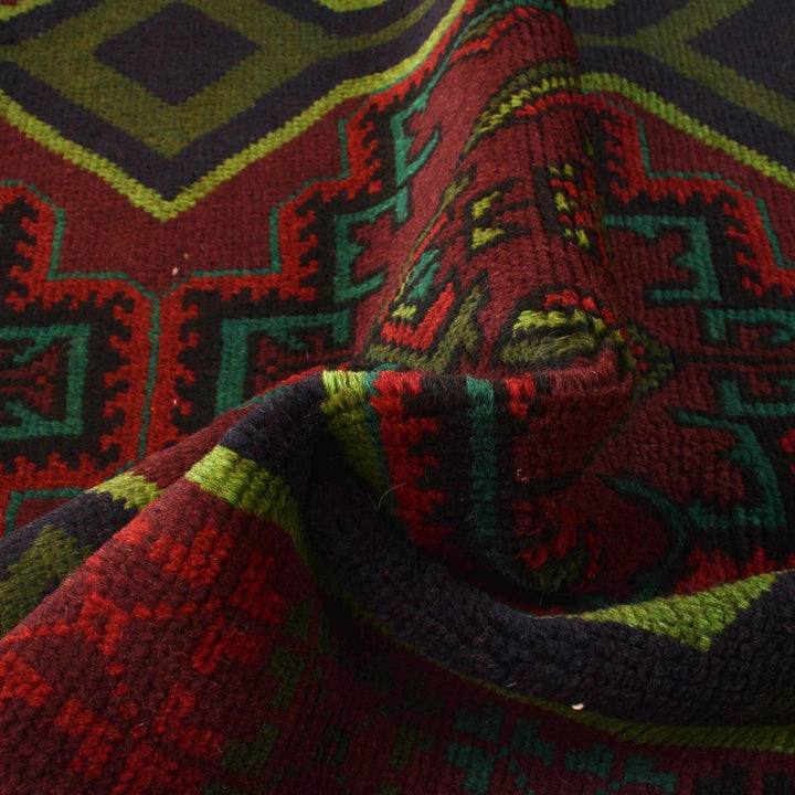 Red Afghan Baluchi Rug 4' 4" x 6' 6" Hand-Knotted | No. AL93295
