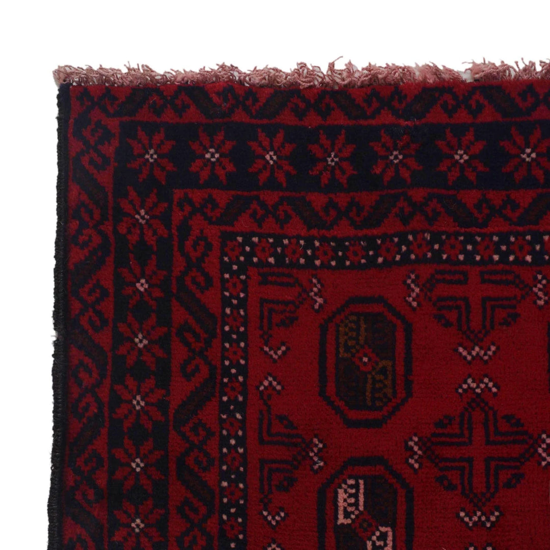 Red Afghan Baluchi Rug 3' 0" x 4' 7" Hand-Knotted | No. AL93395