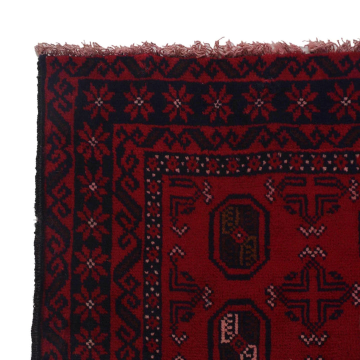 Red Afghan Baluchi Rug 3' 0" x 4' 7" Hand-Knotted | No. AL93395
