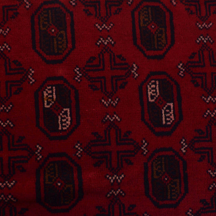 Red Afghan Baluchi Rug 3' 0" x 4' 7" Hand-Knotted | No. AL93395