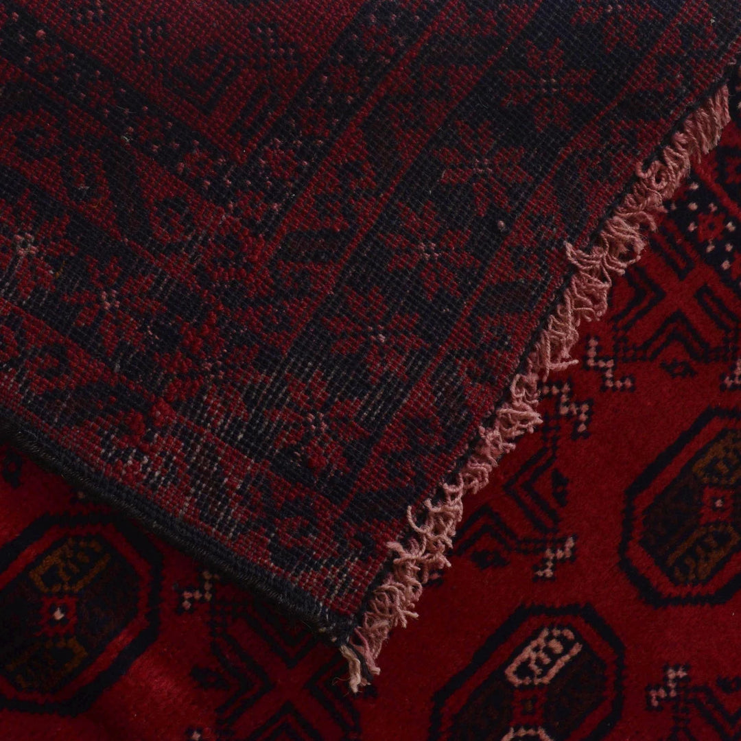 Red Afghan Baluchi Rug 3' 0" x 4' 7" Hand-Knotted | No. AL93395