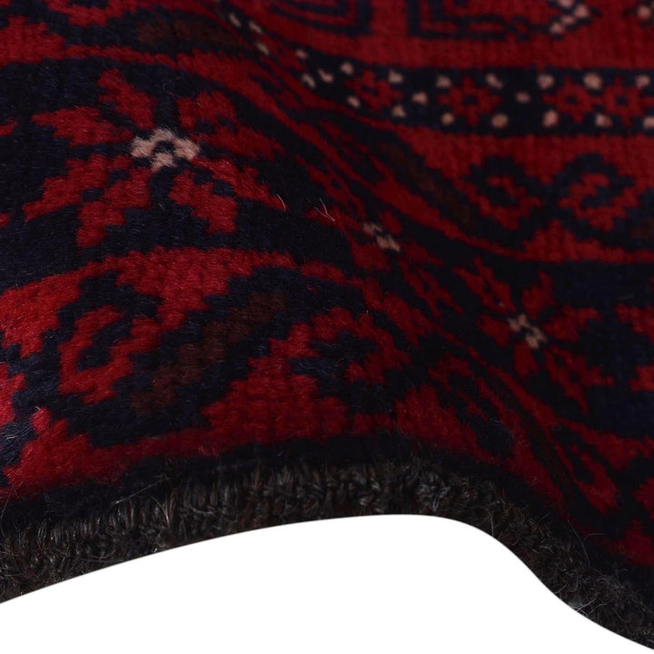 Red Afghan Baluchi Rug 3' 0" x 4' 7" Hand-Knotted | No. AL93395