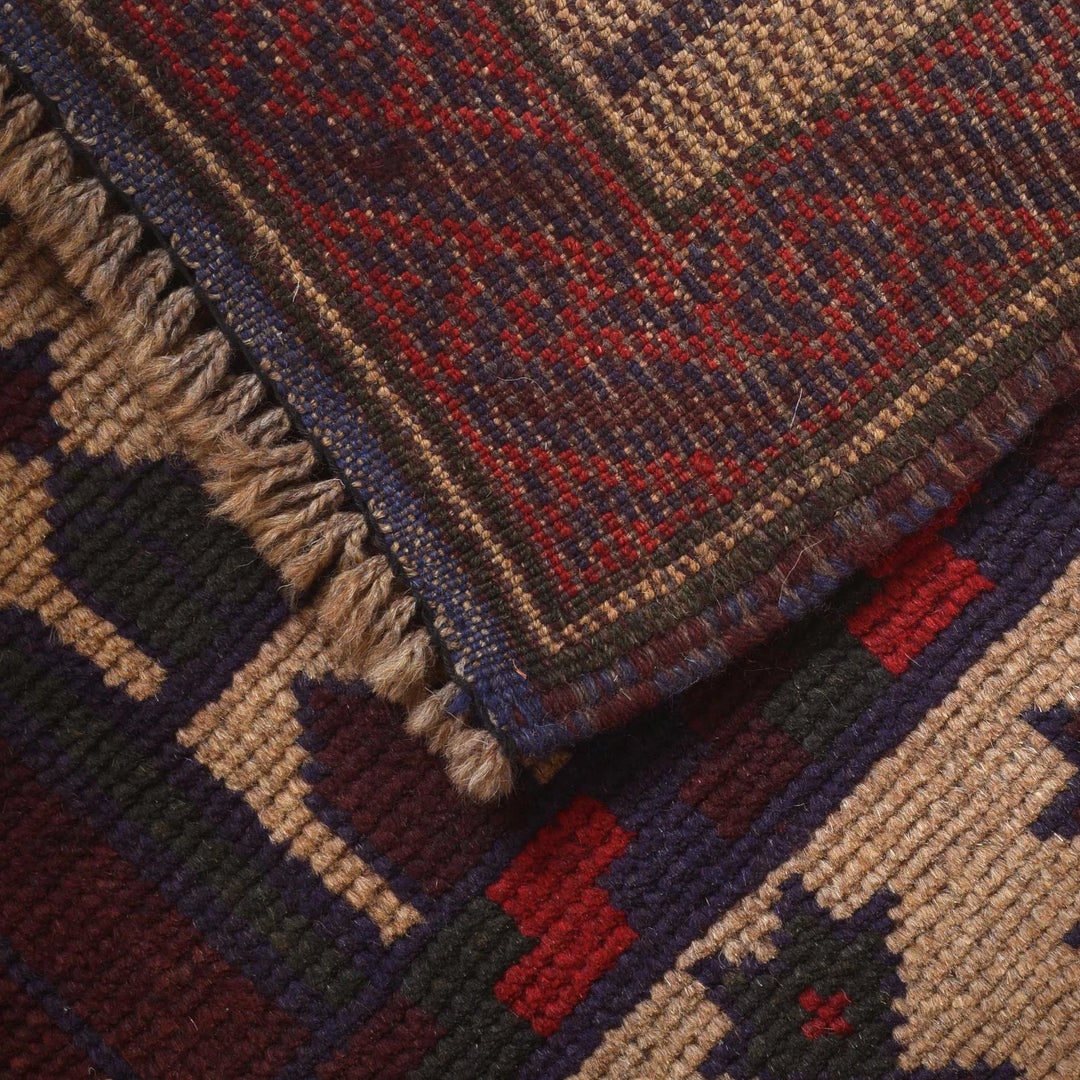 Beige Afghan Prayer Rug 3' 1" x 4' 6" Hand-Knotted | No. AL93413