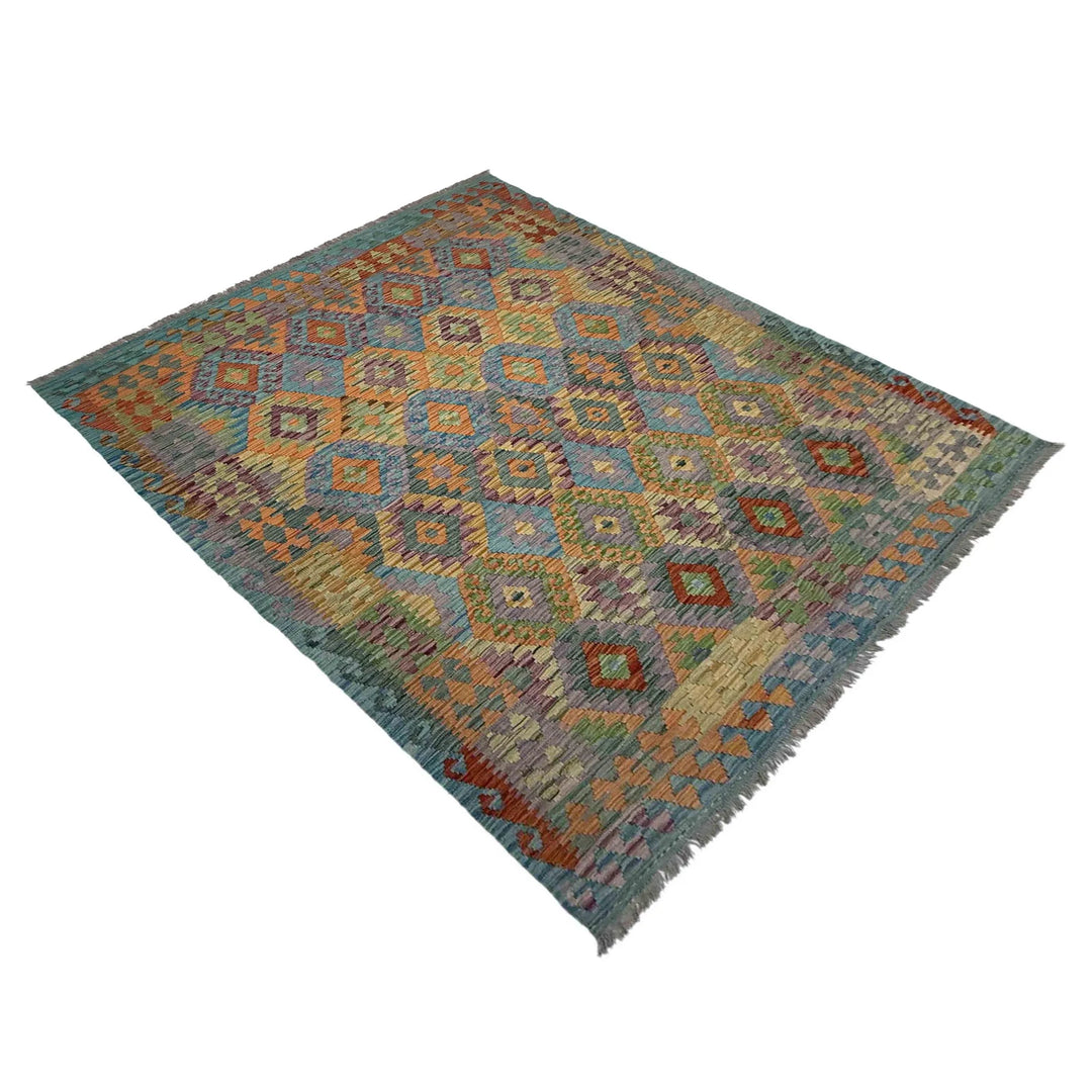 Afghan Vegetable Kilim Rug 5' 10" x 8' 1" Flat-Weave | No. AL934494