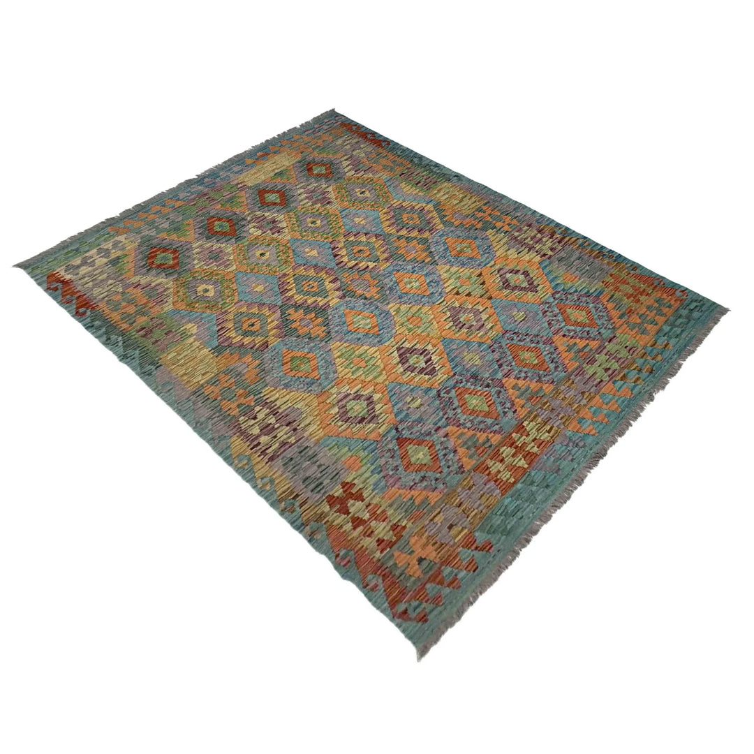 Afghan Vegetable Kilim Rug 5' 10" x 8' 1" Flat-Weave | No. AL934494