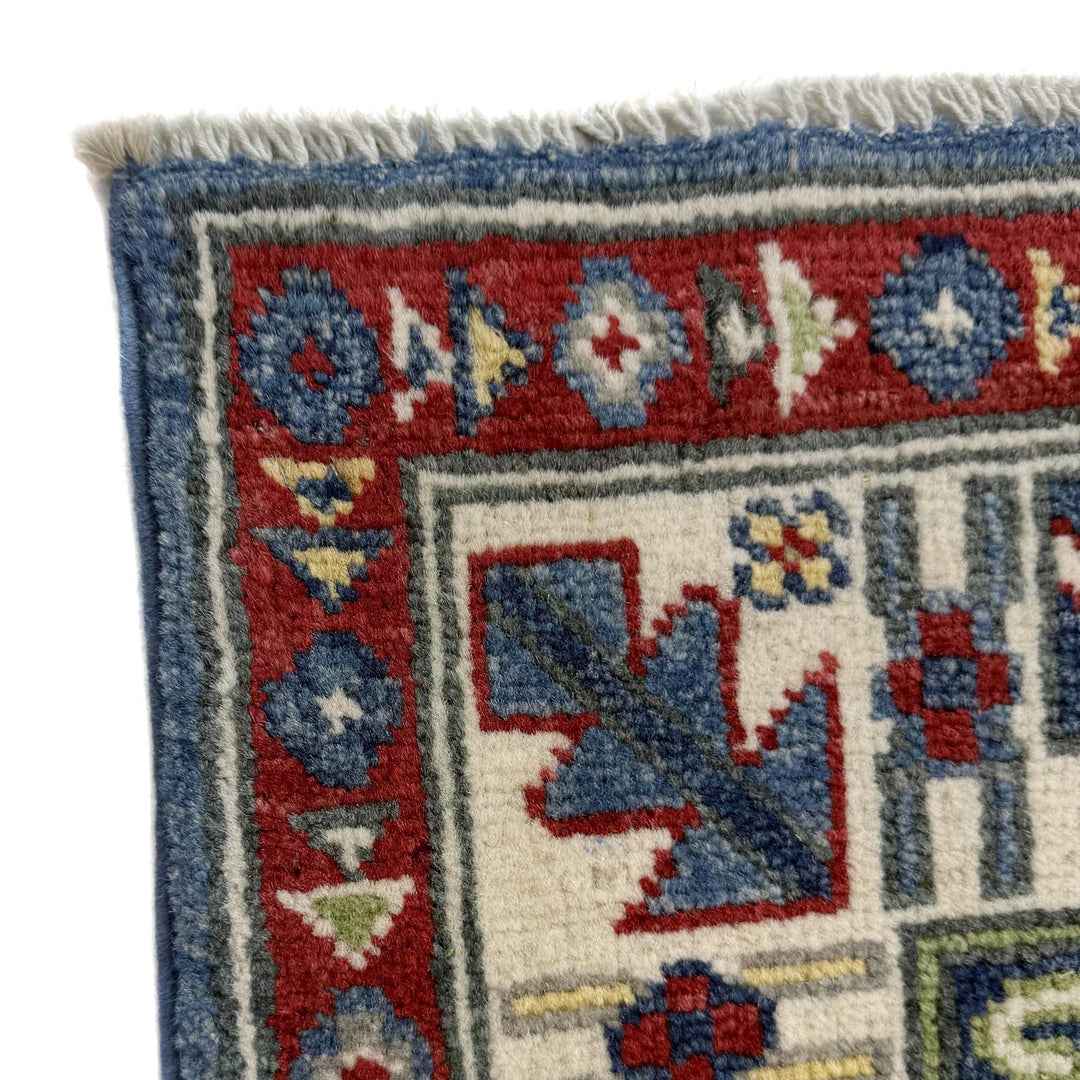 Blue Afghan Kazak Rug 2' 7" x 6' 7" Hand-Knotted | No. AL93455
