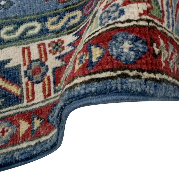 Blue Afghan Kazak Rug 2' 7" x 6' 7" Hand-Knotted | No. AL93455
