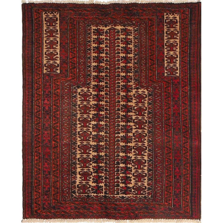 Afghan Prayer Rug 2' 8" x 3' 8" Hand-Knotted | No. AL93474