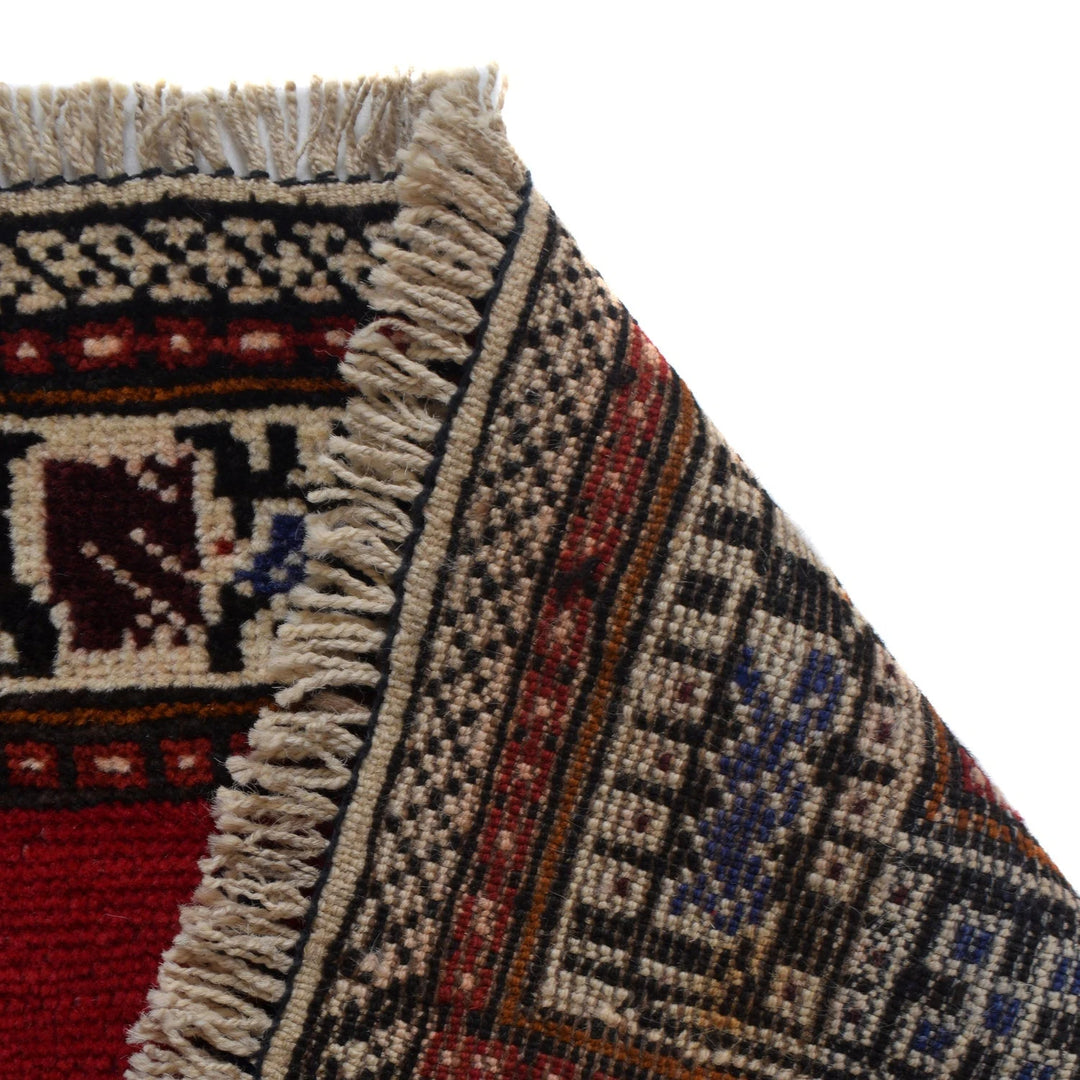 Red Afghan Prayer Rug 2' 7" x 3' 9" Hand-Knotted | No. AL93480